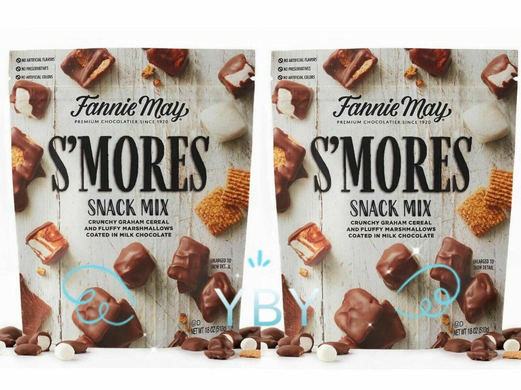 2 Packs Fannie May Milk Chocolate S&#039;Mores Snack Mix 18 Oz Each Pack