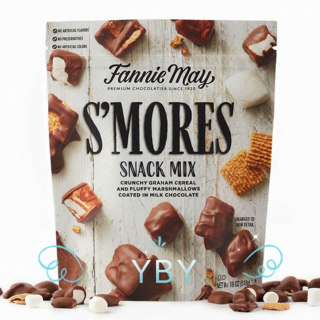 2 Packs Fannie May Milk Chocolate S&#039;Mores Snack Mix 18 Oz Each Pack