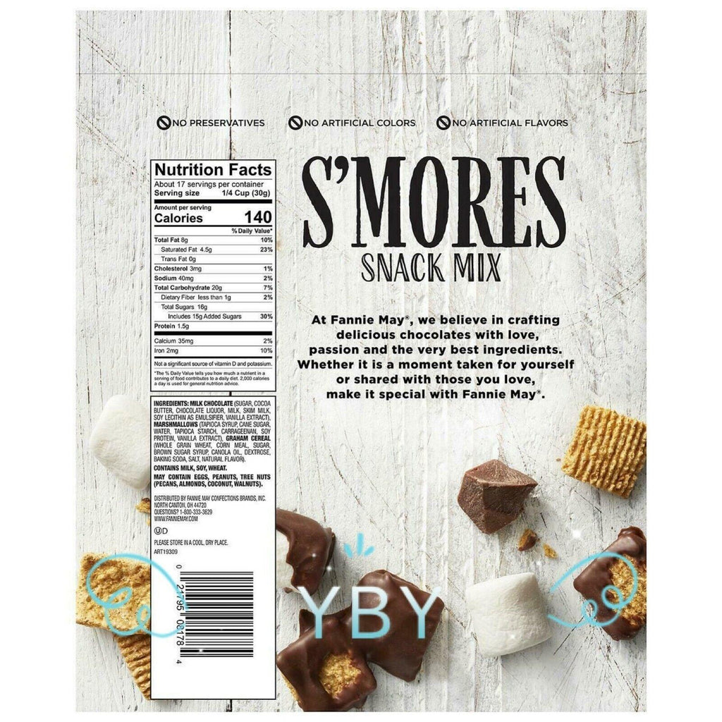 2 Packs Fannie May Milk Chocolate S&#039;Mores Snack Mix 18 Oz Each Pack