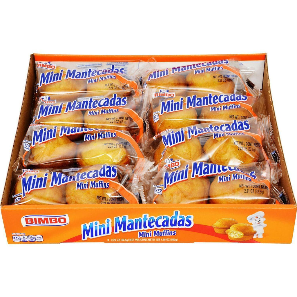 2 Packs Bimbo Mini Mantecadas Mini Muffins (8 Twin Packs) 17.68 OZ Each Pack