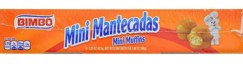 2 Packs Bimbo Mini Mantecadas Mini Muffins (8 Twin Packs) 17.68 OZ Each Pack