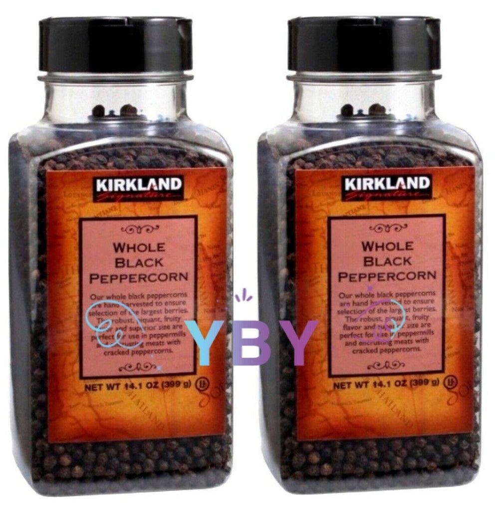 2 Jars Kirkland Signature Whole Black Pepper Peppercorn 14.1 Oz Each Jar