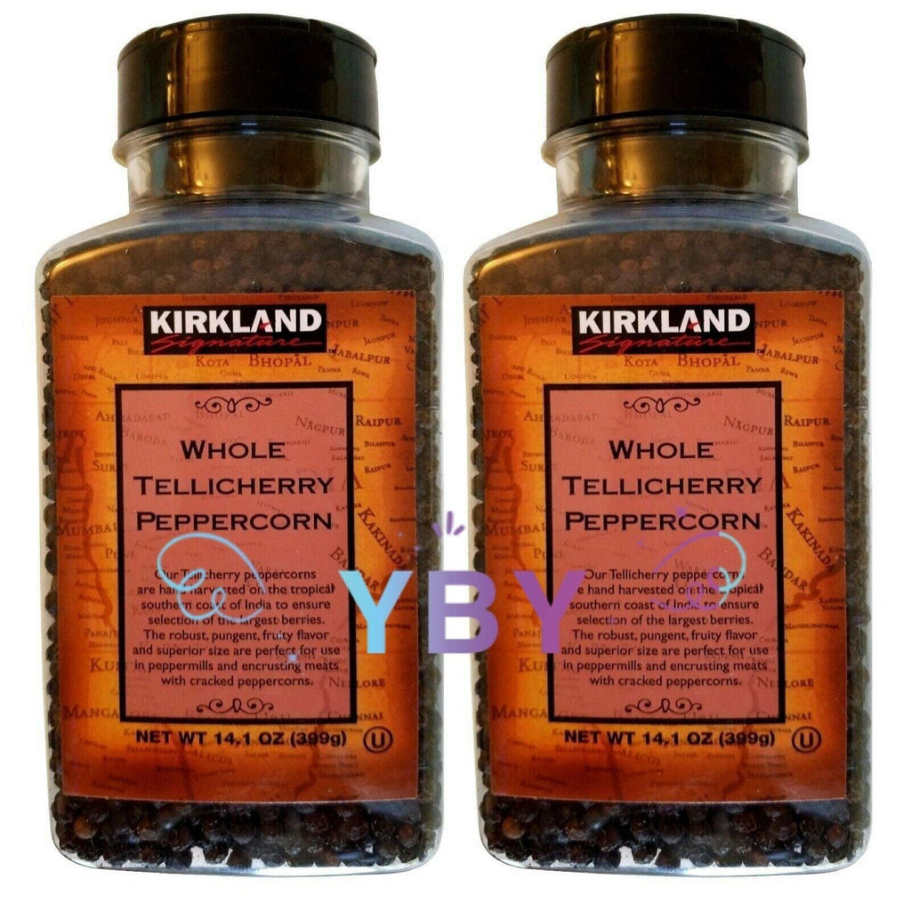 2 Jars Kirkland Signature Whole Black Pepper Peppercorn 14.1 Oz Each Jar