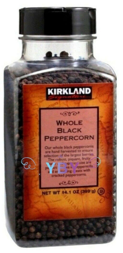 2 Jars Kirkland Signature Whole Black Pepper Peppercorn 14.1 Oz Each Jar