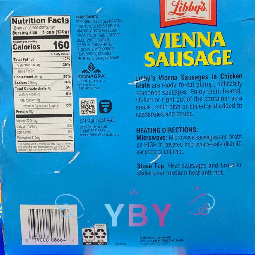 2 Packs Libby&#039;S Vienna Sausage 18 Cans 82.8 Oz Each Pack, Total 36 Cans