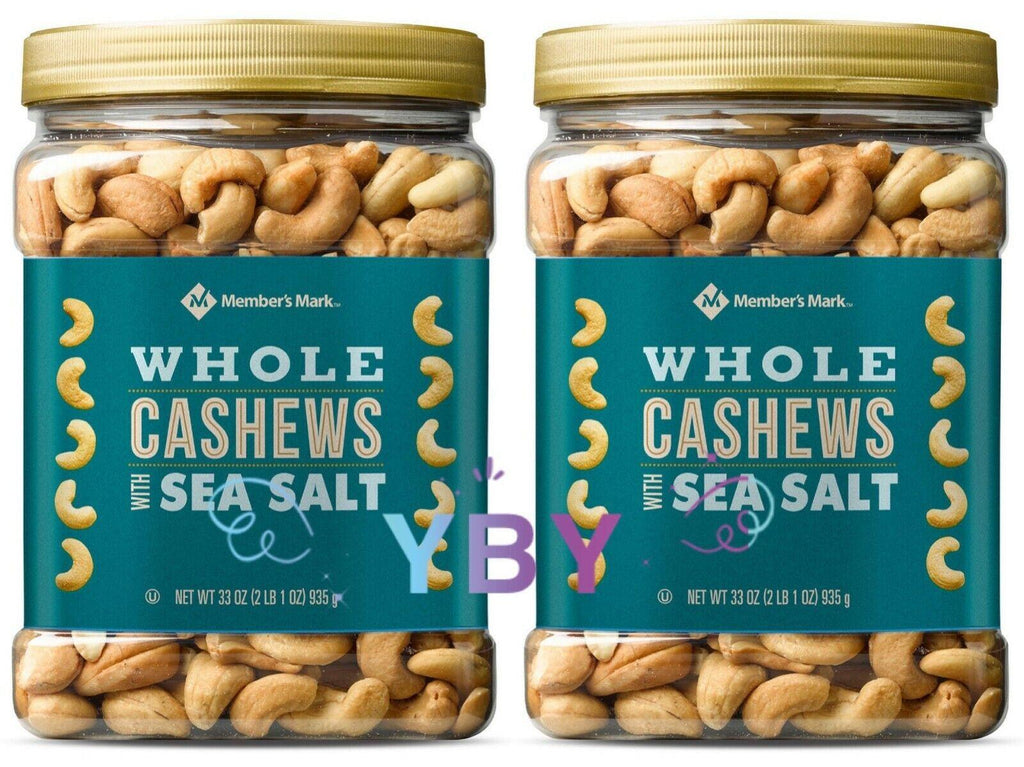 2 Packs Member&#039;S Mark Roasted Whole Cashews with Sea Salt 33 Oz Each Pack