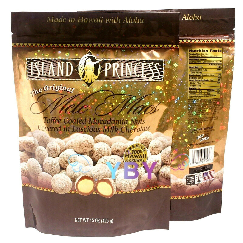 2 Packs Island Princess Mele Macs Chocolate Toffee Macadamia Nuts 15 Oz Each