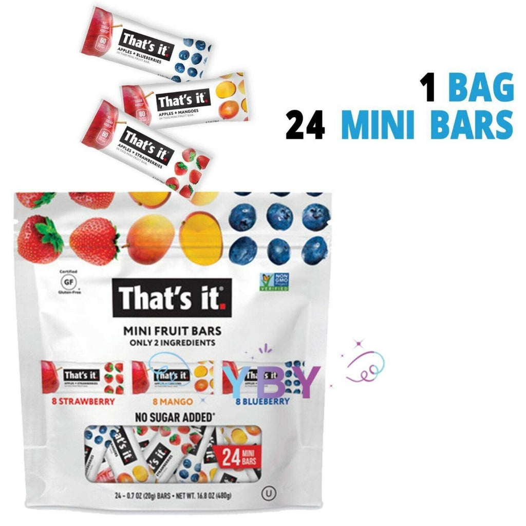 2 Packs That&#039;S It Mini Fruit Bars Strawberry, Mango, Blueberry 24 Ct 16.8Oz Each