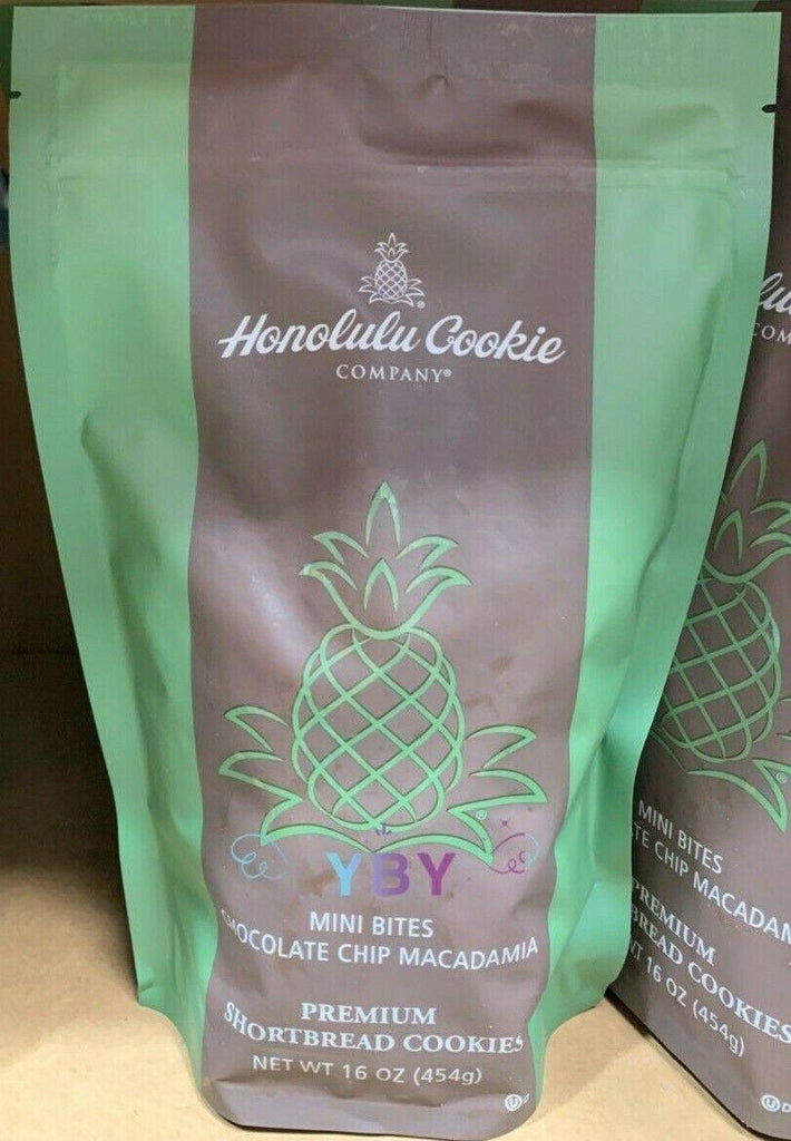 2 X Honolulu Cookie Mini Chocolate Chip Macadamia Shortbread Cookies 16 Oz Each