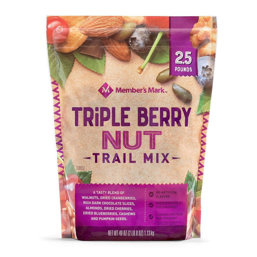 2 Packs Member&#039;S Mark Triple Berry Nut Trail Mix 40 Oz Each Pack