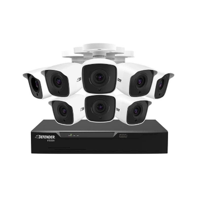 Defender Vision 4K Ultra HD 1TB Wired 8 Channel DVR Security System with 8 Cameras, Night Vision &amp; Mobile App