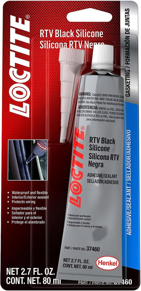 Black RTV Silicone Adhesive Sealant for Automotive: General Purpose Indoor &amp; Outdoor Sealant, Waterproof, Flexible, High-Temperature, Black, 80 Ml Tube (PN: 37460-491979)