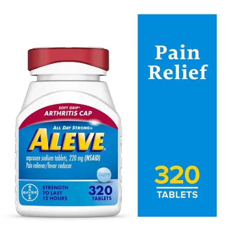 Aleve Naproxen Sodium Pain Reliver Tablets, Soft Grip Arthritis Cap (320 Ct.)