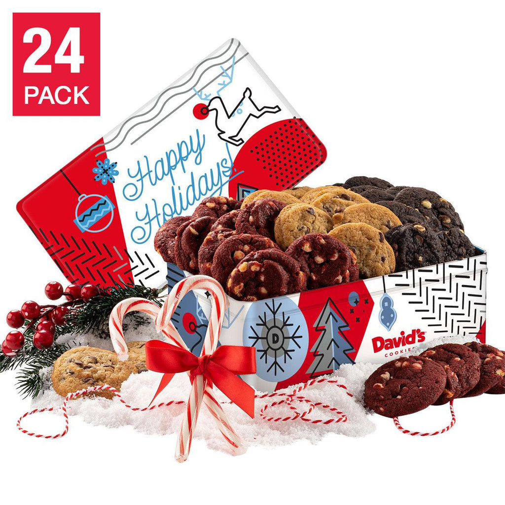 David’S Cookies Winter Wonderland Mini Cookie Bites Tin (Pack of 24) One Ship-To Address per Case