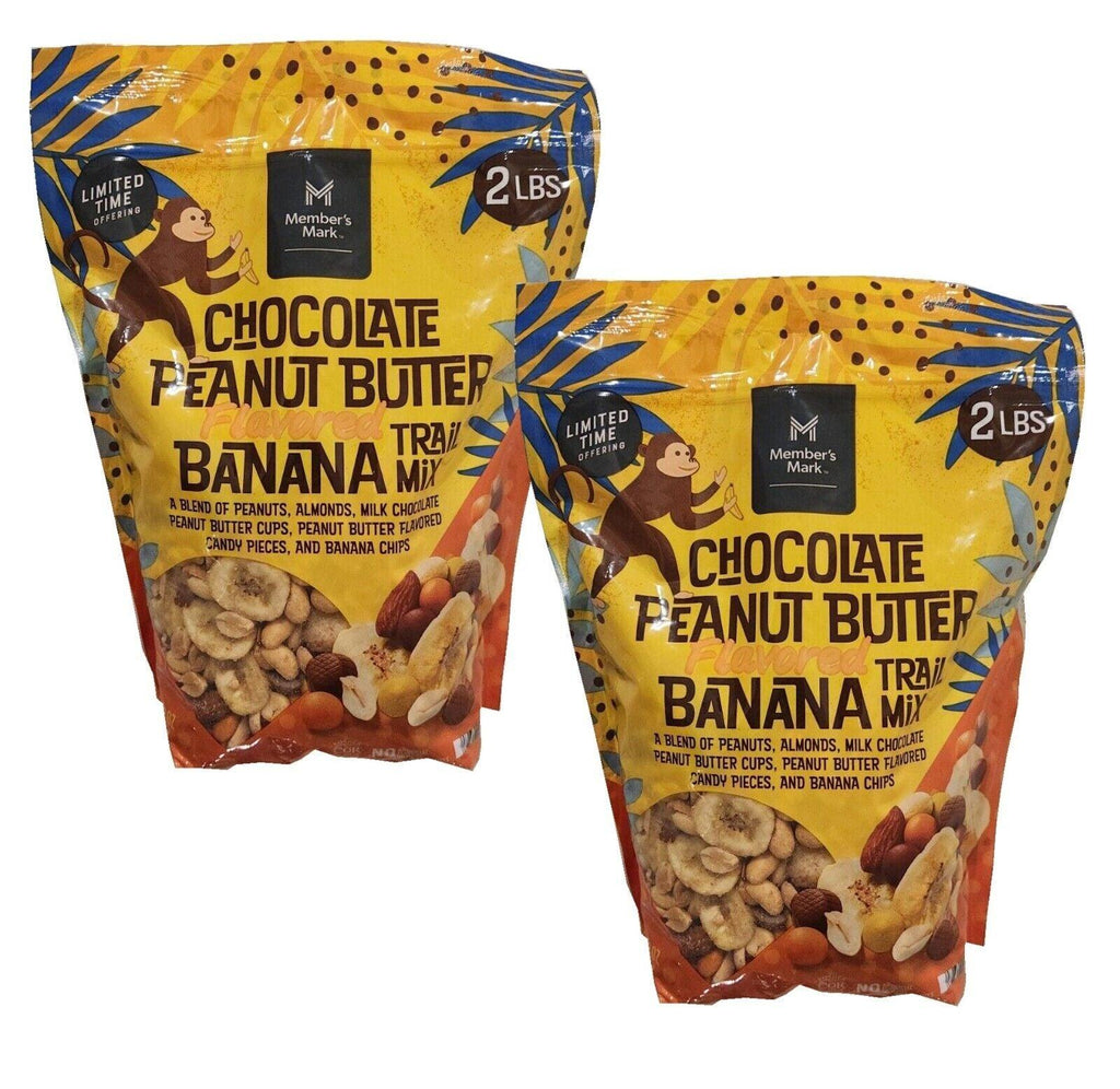 2 Packs Member&#039;S Mark Chocolate Peanut Butter Flavored Banana Trail Mix 2 Lbs