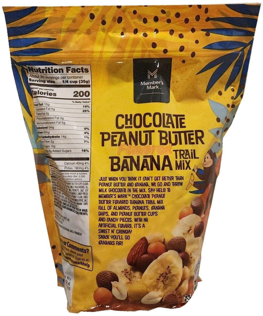 2 Packs Member&#039;S Mark Chocolate Peanut Butter Flavored Banana Trail Mix 2 Lbs