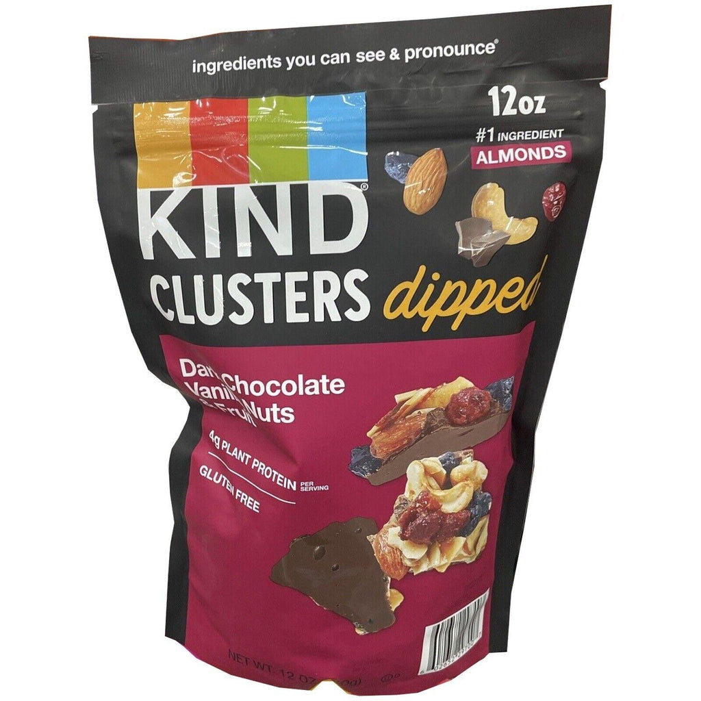 2 Packs Kind Cluster Dipped Dark Chocolate Vanilla Nuts &amp; Fruit 12 Oz Gluten Fr