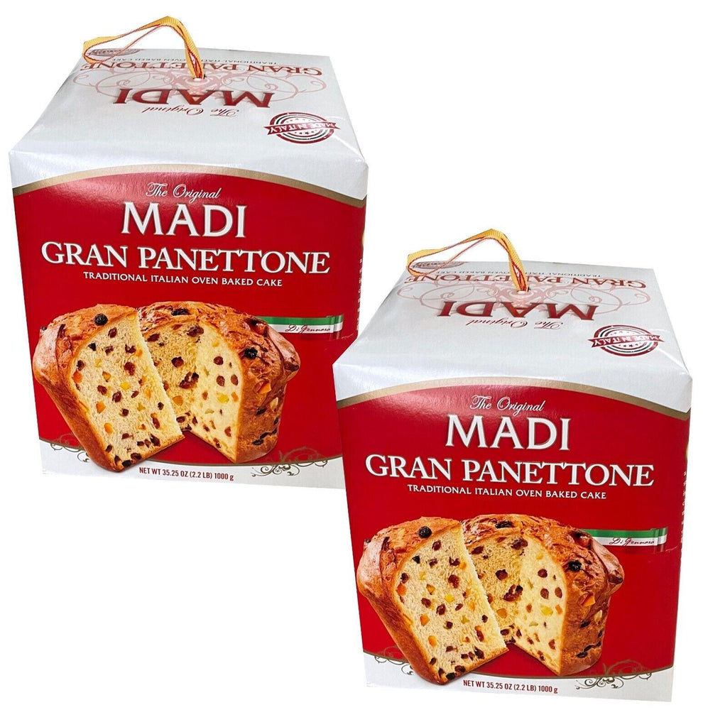 2 Packs Gran Panettone Original Madi Traditional Italian over Baked Cake 35.25Oz