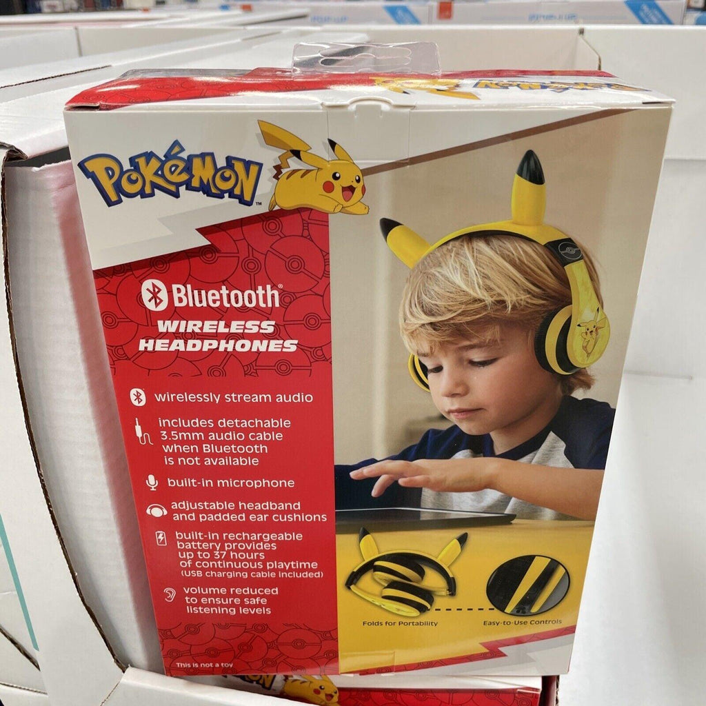 Ekids - Pokemon Pikachu Bluetooth Headphones - Foldable- Bonus Detachable Cord!