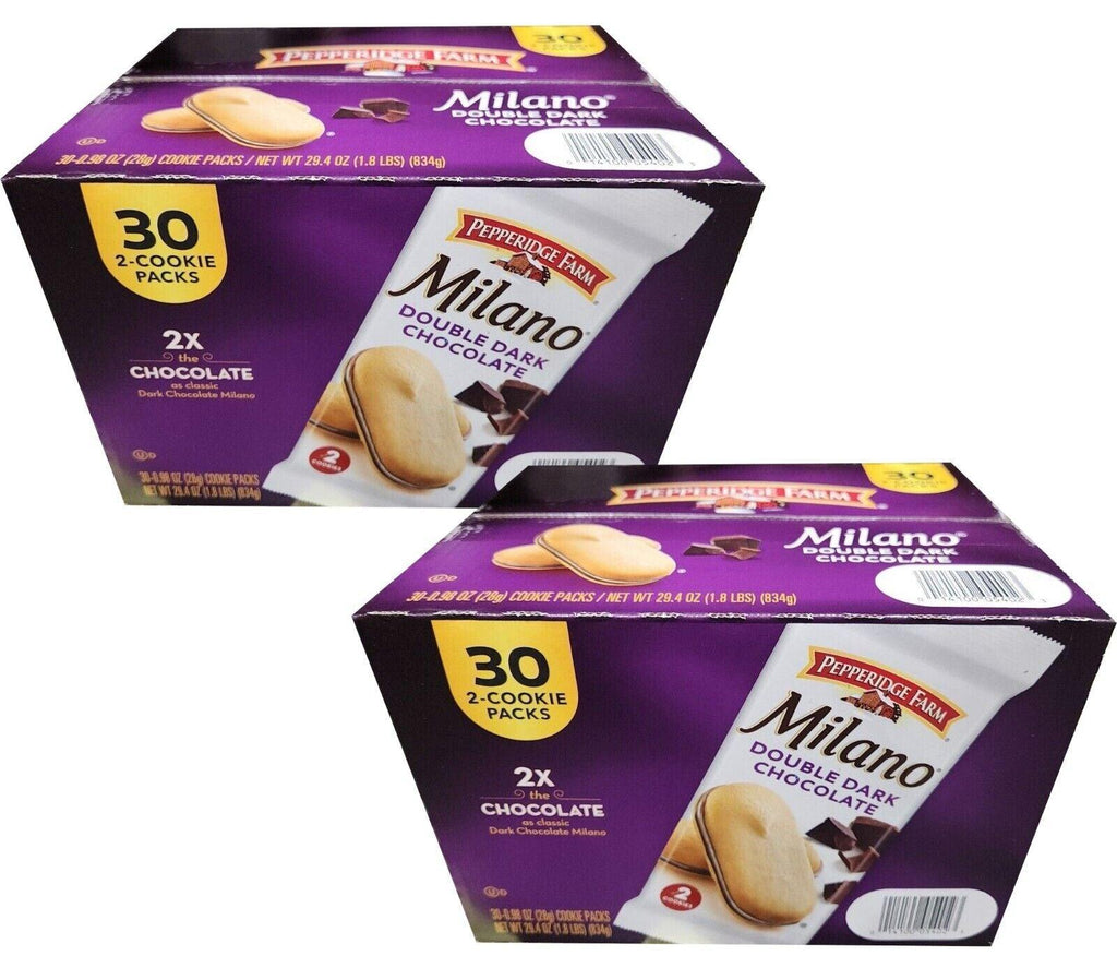 2 Packs Pepperidge Farms Milano Double Dark 30 CT