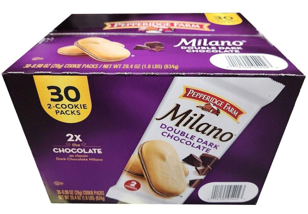 2 Packs Pepperidge Farms Milano Double Dark 30 CT