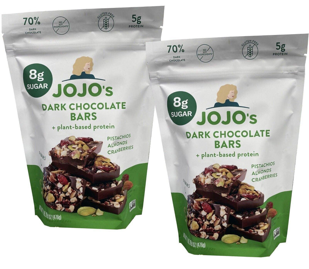 2 Packs Jojo’S Dark Chocolate Bars + Plant-Based Protein 16.8 Oz