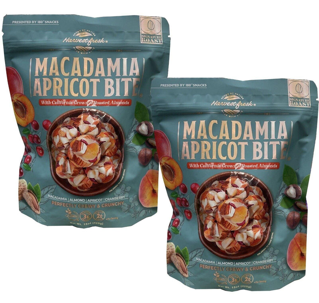 2 Packs Harwest Fresh Macadamia Apricot Bites 15 Oz