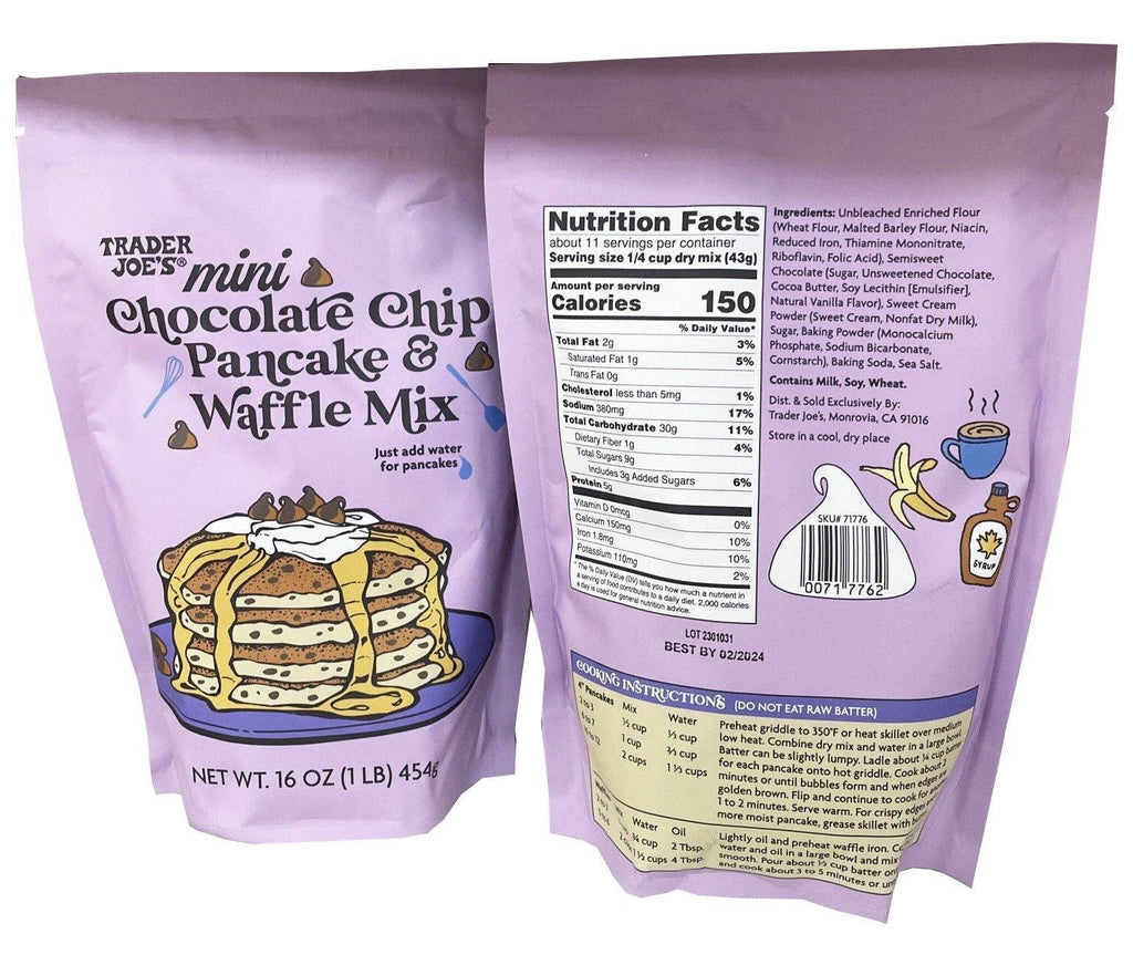 2 Packs Trader Joe’S Chocolate Chip Pancake and Waffle Mix 16 Oz