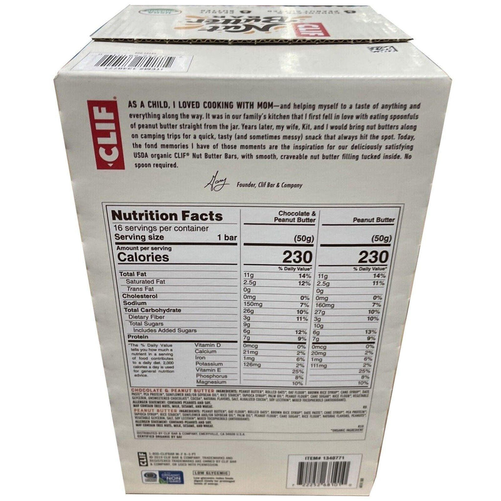 Clif Bar Organic Nut Butter Variety 16Ct Chocolate &amp; Peanut Butter