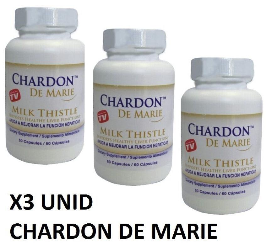 3 FRASCOS DE CHARDON DE MARIE 60 CAP. Higado Graso Antioxidante Chardon De Marie