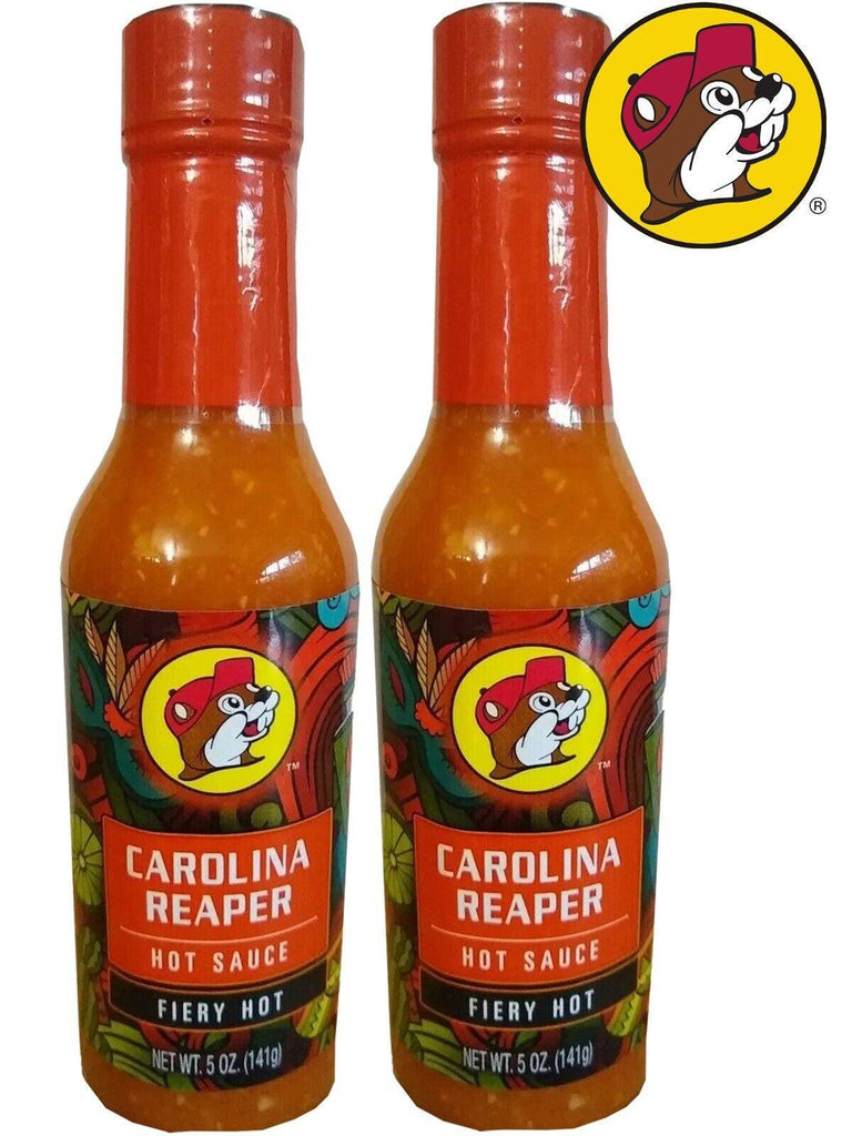 2 Packs Buc-Ee&#039;S Carolina Reaper Fiery Hot Sauce 5 Oz Glass Bottle