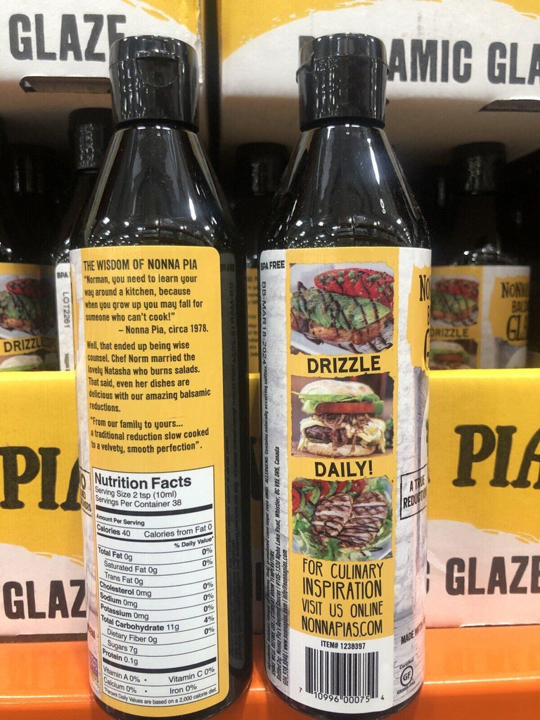 2-Pack Nonna Pia&#039;S Classic Balsamic Glaze Vinegar of Modena,12.85 Oz Each