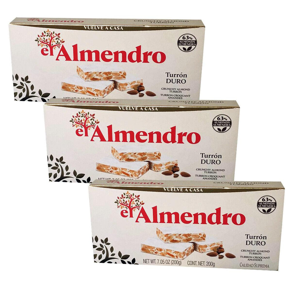 3 Pack 🎄 El Almendro Turron Duro De Almendras (Crunchy Almond Turron)7.05 Oz 🎄