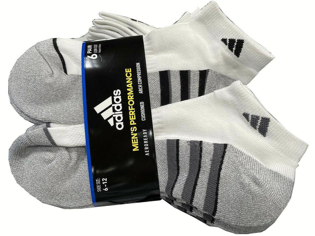 Adidas Men&#039;S Low-Cut Performance Socks Size 6-12 Cushioned Athletic, 6 Pairs