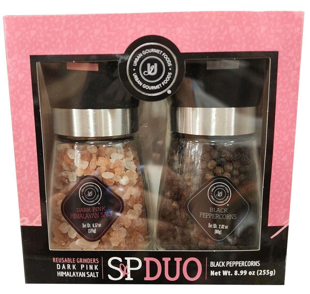 Dark Pink Himalayan Salt &amp; Black Peppercorns Reusable Grinders