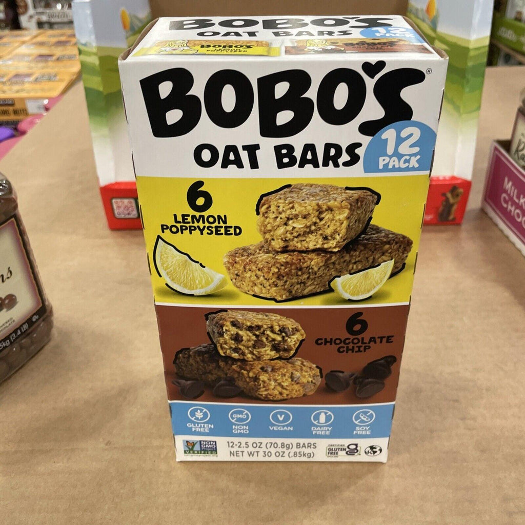 (12 Ct) Bobo&#039;S Oat Bars Pack Lemon Poppyseed &amp; Chocolate Chip 2.5 Oz Each