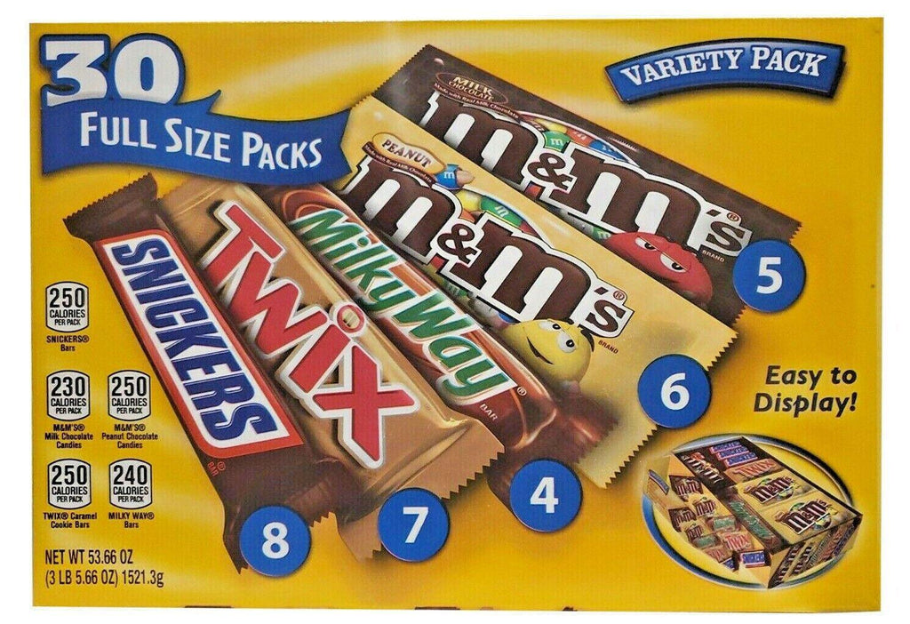 30 Mars Variety Pack Snickers M&amp;M Chocolate/Pean