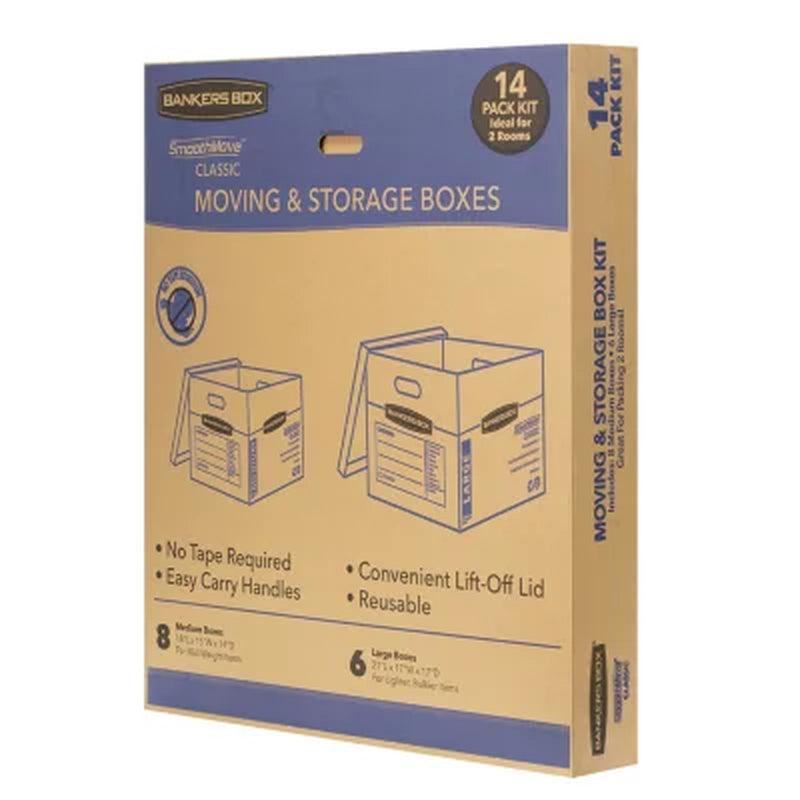 Bankers Box Smoothmove Classic 14 Box Kit (8 Medium/6 Large)