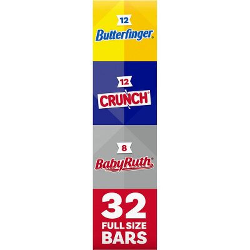 Crunch, Butterfinger and Babyruth Chocolate Bar Variety Pack (32 Ct.)