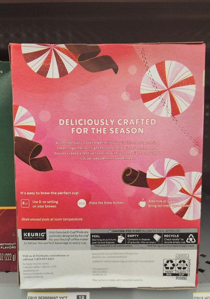 22 Starbucks Peppermint Mocha K Cups Keurig Coffee Limited Edition