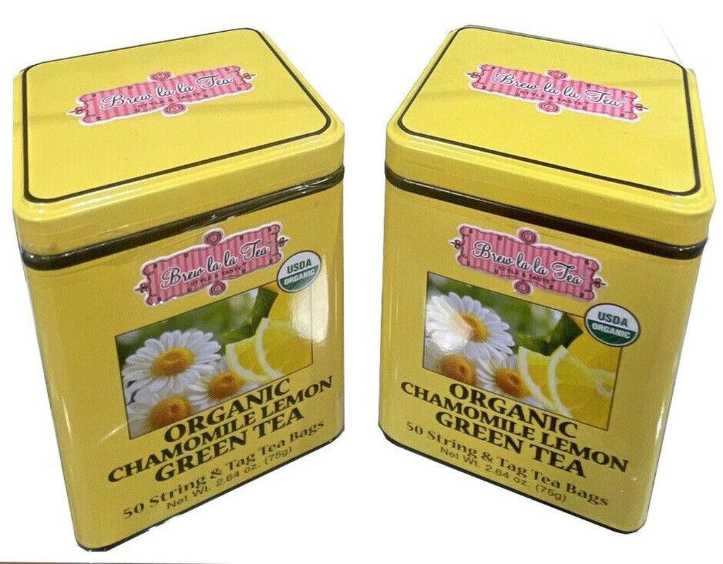 2 Pack Brew La La Tea Organic Chamomile Lemon Green Tea 50 String &amp; Tag Tea Bags