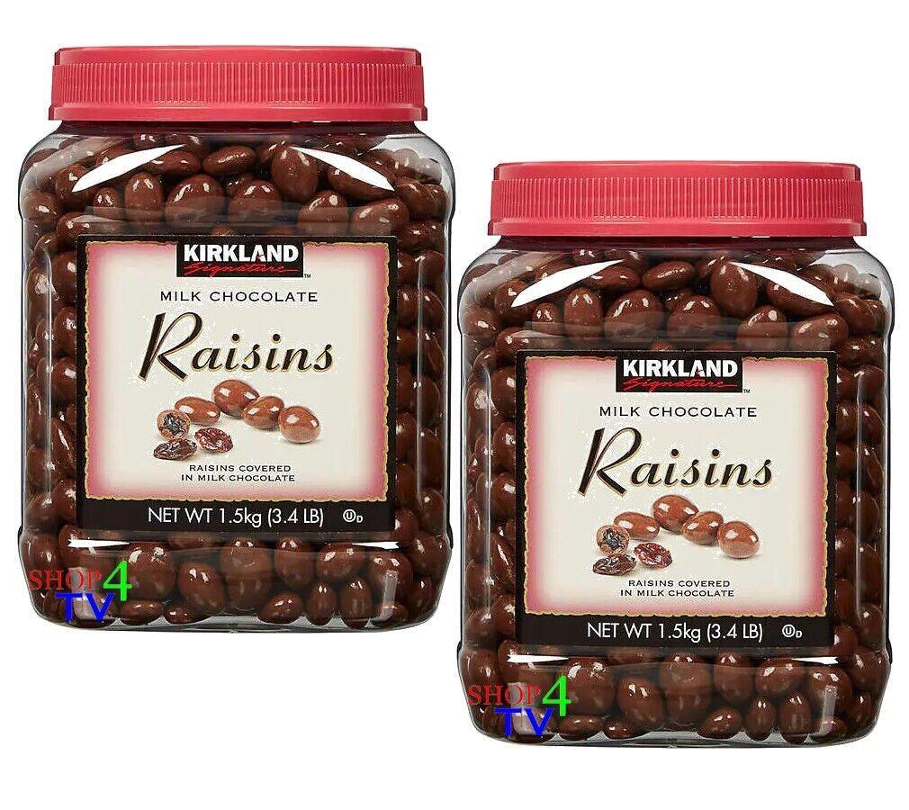 2 Packs Kirkland Signature Milk Chocolate Covered Raisins 3.4 Lb