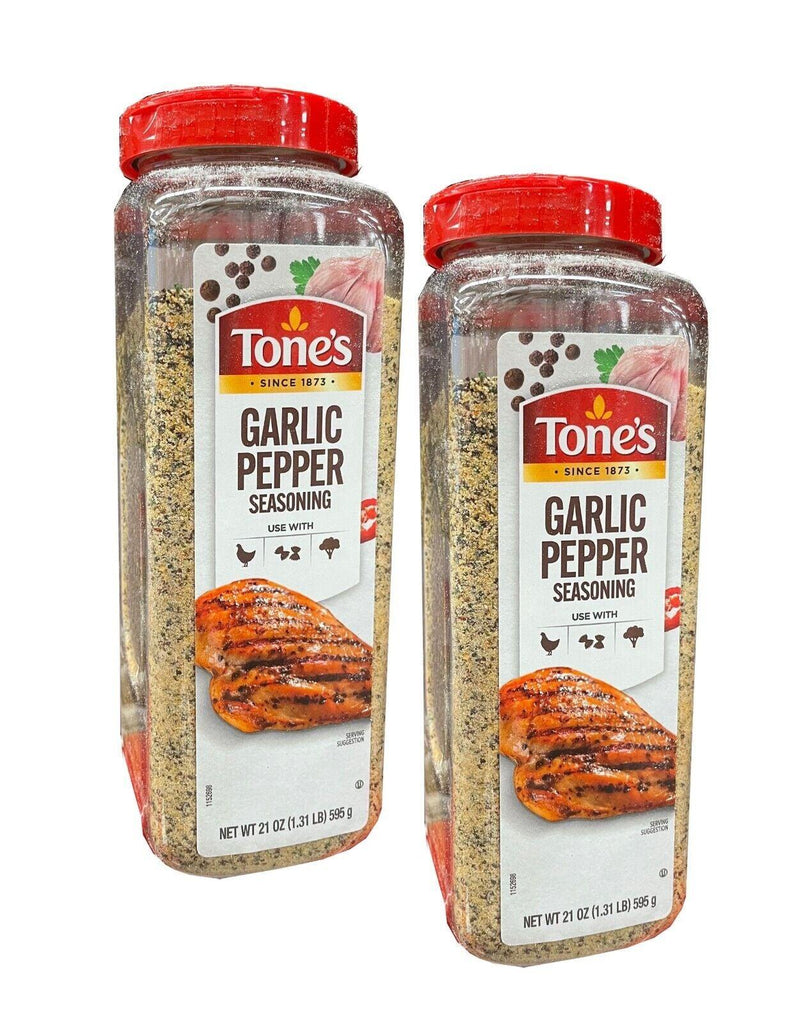 2 Packs Tone&#039;S Garlic Pepper Seasoning Blend, 21 Ounce Shaker