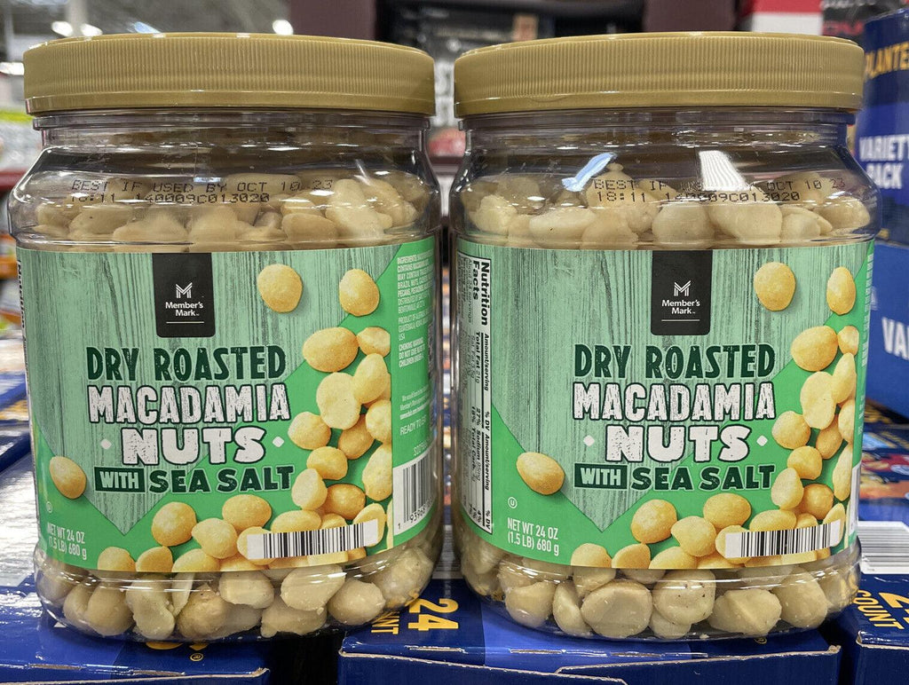 2 Packs Member&#039;S Mark Dry Roasted Macadamia Nuts with Sea Salt NET WT 1.5 LB