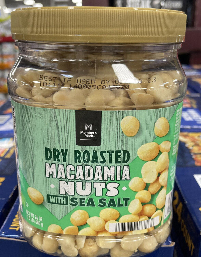 2 Packs Member&#039;S Mark Dry Roasted Macadamia Nuts with Sea Salt NET WT 1.5 LB