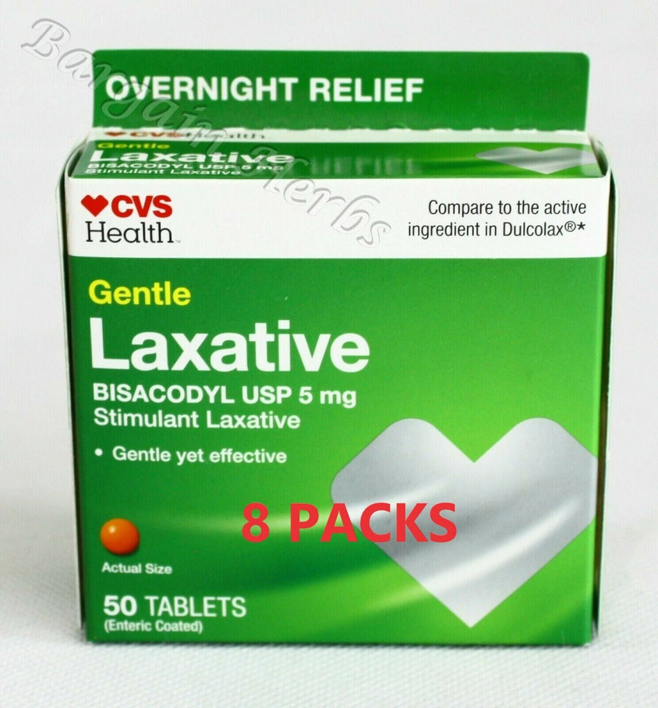 8 Packs CVS Gentle Laxative Bisacodyl USP 5Mg 50 Coated Tablets Free Shipping