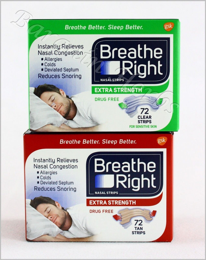 Breathe Right Nasal Strips Extra 72 Strips Tan/Clear New Sealed Free Shipping