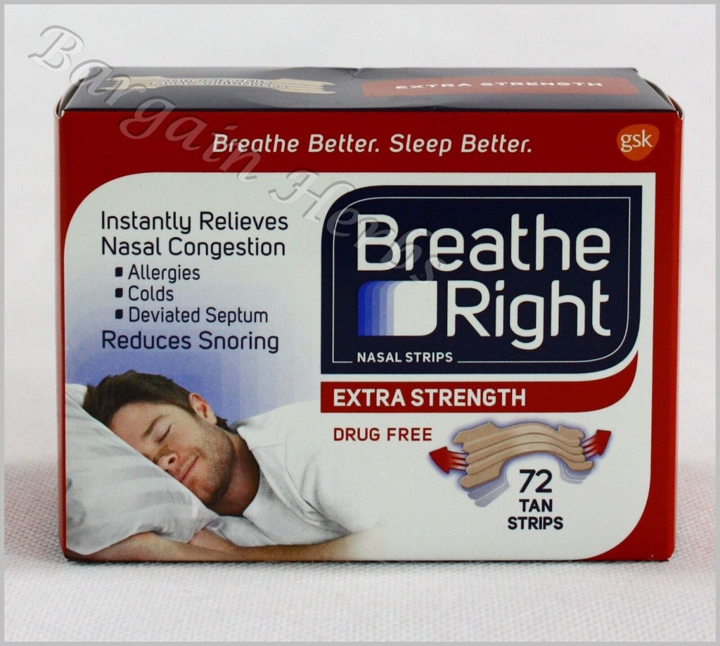 Breathe Right Nasal Strips Extra 72 Strips Tan/Clear New Sealed Free Shipping