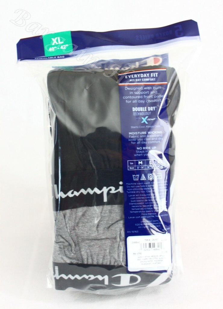 Champion Elite Men&#039;S Boxer Briefs 5 Pack Everyday Fit New Free Shipping