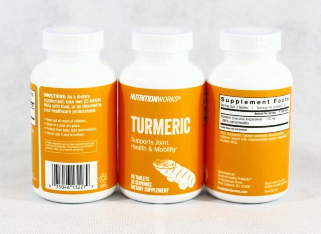 3 Bottles Nutritionworks Turmeric 95% Curcuminoids Joint Immune 180 Tabs Total